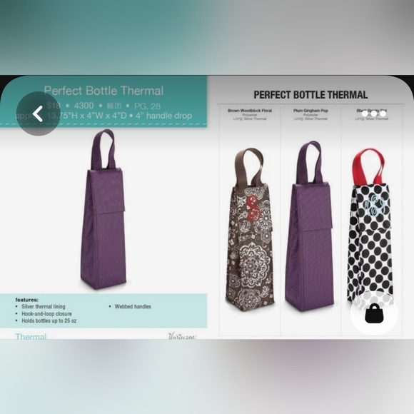 [Thirty-One] Perfect Bottle Thermal ♡♡ Plum Gingham Pop Design - Picture 6 of 7